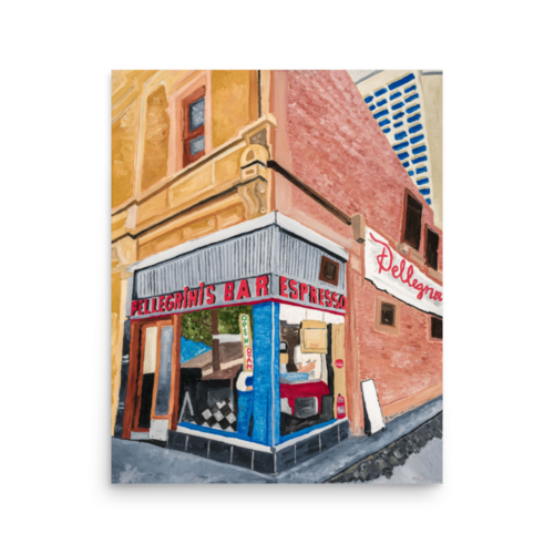 A print of Pellegrini's Espresso Bar in Melbourne, Australia 16 x 20